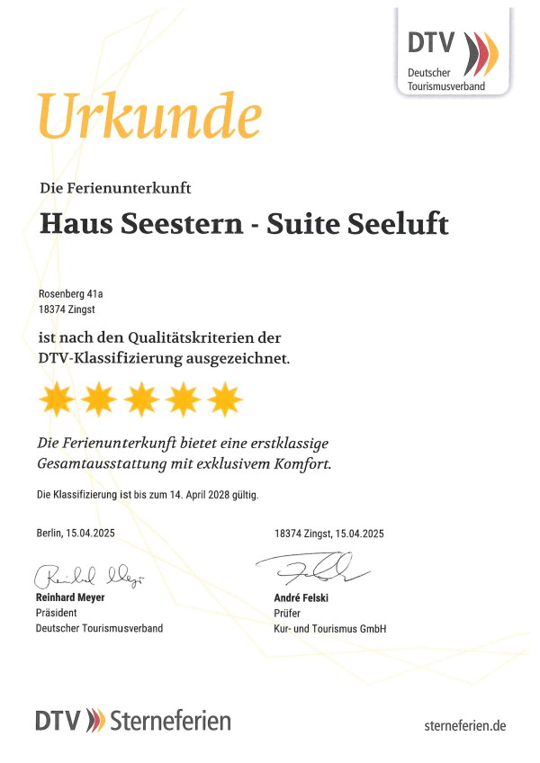 Zertifikat Seeluft gültig bis April 2028